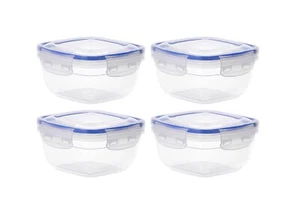 Contenedor grande de plástico para almacenamiento de alimentos con tapa hermética - paquete de 4 (sin BPA) - Imagen 1 de 7
