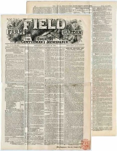 1861 NEWSPAPER STAMP PAGE HUNTING SHOOTING from THE FIELD Engraving - Picture 1 of 3