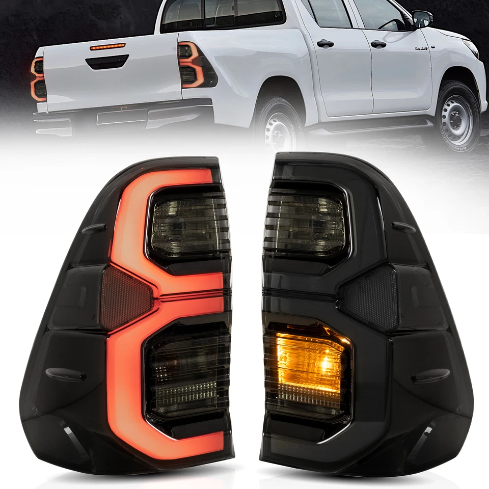 VLAND Smoke LED Tail Lights DRL For Toyota Hilux 2015-2019 2020 Turn Signal Pair - Image 1 of 4
