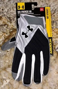 UNDER ARMOUR Fierce III Black White Grey Skill Football Gloves NEW Mens XXL 2XL - Picture 1 of 4