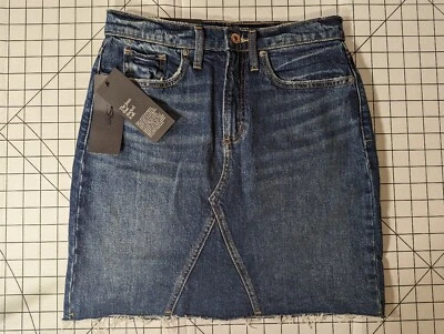 NUEVO- Talla 2 Mujer Pantalones de mezclilla plateados Co. Falda Frisco Mini tiro alto índigo Foto 1 de 4