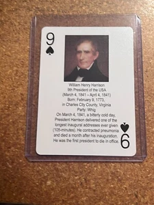 2011 Arcturus LLC The Presidents Spielkarten # 9 von Pik William H Harrison - Bild 1 von 2