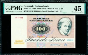 Denmark 100 Kroner 1989 Pick-51s Extremely Fine PMG 45 - Picture 1 of 2