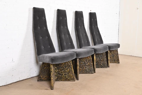 Adrian Pearsall Mid-Century Modern Brutalist High Back Dining Chairs, Four Cover