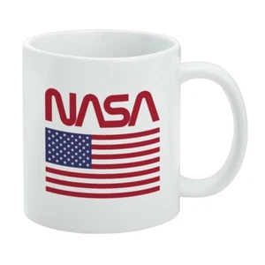 NASA Official Worm Logo United States USA Flag White Mug - Picture 1 of 5