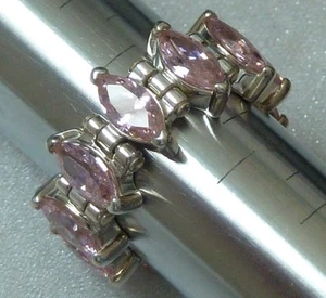 Vintage Hinged Sterling Ring, 8 X 4mm Pink CZ's, Konder #554 - Picture 1 of 4
