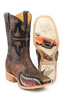 Tin Haul Mens Oily Brown Leather Warhawk Cowboy Boots