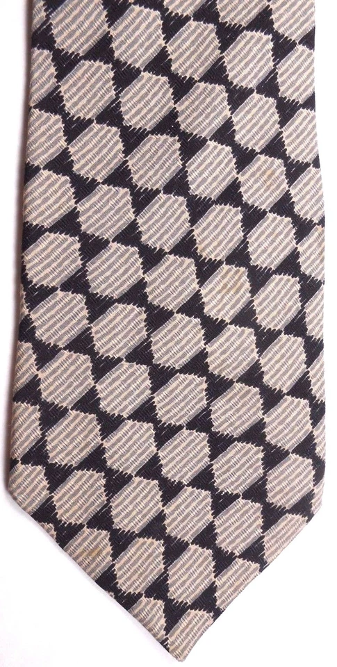 Corbata de seda Guess para hombre 56,5" X 4" negra/gris/latón geométrica Foto 1 de 3