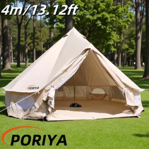 PORIYA 4M Waterproof Canvas Bell Tent 4-Season Outdoor Camping Yurt Tent Hiking - Picture 1 of 13