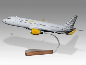 Airbus A320 Vueling Desk Wood Airplane Model New Small Scale 1/130 - Picture 1 of 12