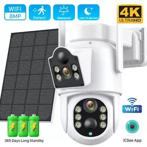 Icsee Wifi Solar Power Security Camera 8MP 1080P CCTV HD Waterproof Outdoor Cam - Picture 1 of 18