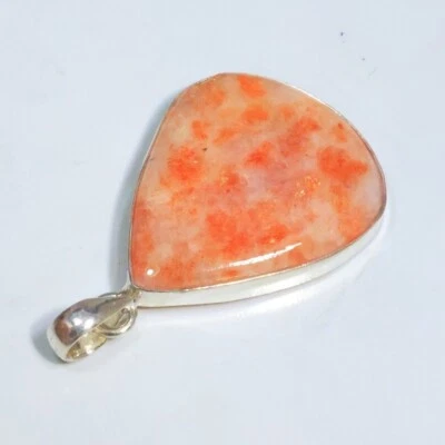 Colgante enchapado en plata 925 piedra solar intermitente fuego joyería tamaño 1,75" NS-280 Foto 1 de 3