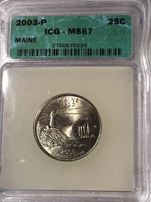 2003 P 25C Maine State Quarter MS67 ICG - Image 1 of 2