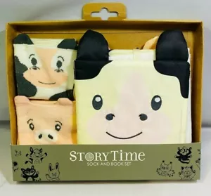 Story Time Socke & Buch Set Kuh und Schwein Demdaco spielen Lesen Imagine Neu in Verpackung 18+ Monate - Bild 1 von 4
