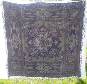 Boho Vintage lila orientalische Decke mit Vögeln und Fransen - Bild 1 von 5