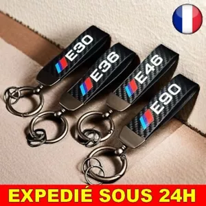 ✅ Porte Clés Carbone Voiture Auto Cuir Bmw E30 E46 E90 E36 E39 E60 E70 E87 E91 - Foto 1 di 3