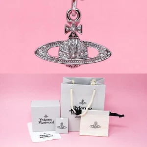 Vivienne Westwood Necklace Silver Tone Orb White Crystal Pendant Box Gift Set - Picture 1 of 10