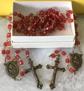 Collar Rosario de Oración de Cuentas de Vidrio Facetado Santo Católico De Colección - Imagen 1 de 5