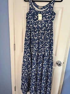 Lucky Brand Kleid XSMALL XS neu Maxi Tank gefüttert blau weiß Blumenmuster gefüttert abgestuft - Bild 1 von 13