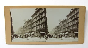 Washington Street Chicago Street View Horse & Buggy Shops Stereoview Photo c1880 - Picture 1 of 2