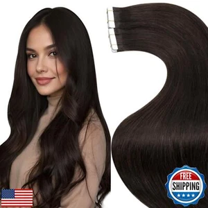 Hetto Tape in Hair Extensions Brown Tape in Human Hair Extensions Invisible R - Picture 1 of 5