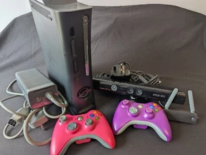 Xbox 360 Console Bundle Matt Black 120GB HDD Hard Drive + Kinect + Controllers - Picture 1 of 7