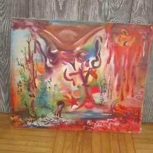 painting Stalin Gulag USSR oil on canvas devil Stalin sickle hammer Ussr russia - Picture 1 of 9