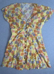 Mini Vestido Floral Camila Capa Marina Talla XL Cáñamo Tencel Vacaciones Playa Retro - Imagen 1 de 12
