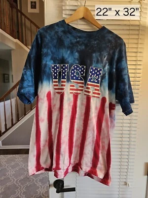 Camiseta de Colección EE. UU. Tie Dye Roja Blanca Azul Puntada Única Para Hombre Talla XL Foto 1 de 4