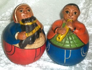 Vintage Terracotta Chulucanas Folk Art Pottery Pan Flute Musician Figurines Peru - Picture 1 of 12