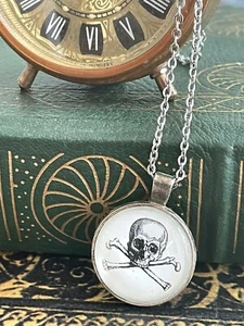 Halloween Necklace Antique Vintage Style Glass Charm Stainless Steel 18" Chain - Picture 1 of 6