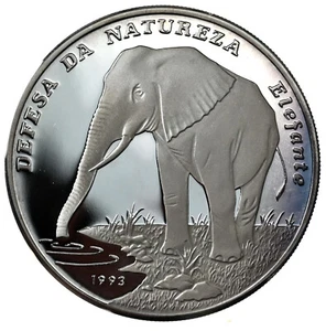 GUINEA-BISSAU 20.000 Pesos 1993 Silber PP "Verteidigung der Natur - Elefant" - Bild 1 von 3