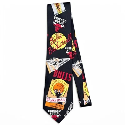 Corbata de Colección Años 90 Chicago Bulls Cuello 100% Seda AOP NBA EE. UU. Hecha por Estilo RM Foto 1 de 4