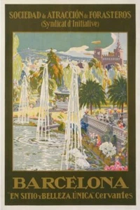 TRIARDO J. BARCELONA EN SITIO Y BELLEZA UNICA CERVANTES 1911 VINTAGE POSTER - Bild 1 von 2