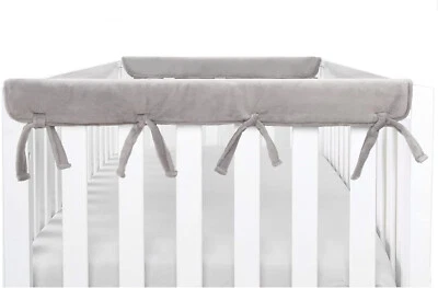 Paquete de 2 fundas reversibles para rieles de cuna American Baby Company, gris 27,5" x 7" Foto 1 de 4