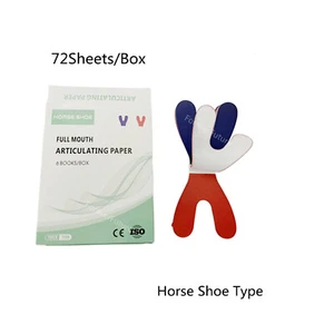 72 Hojas/Caja Papel Articulado Dental Rojo Azul Zapato de Caballo Papel de Registro Oclusal - Imagen 1 de 2
