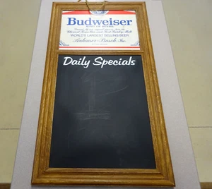 Vintage 1985, Budweiser Schild massive Eiche Rahmen Kreidetafel Wandbehang, 31"x17,5" - Bild 1 von 6