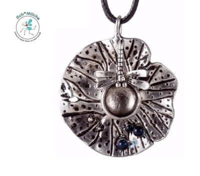 Halskette Anhänger Libelle Ø5cm Waserlilie Glücksbringer Geschenkidee Rarität - Bild 1 von 4