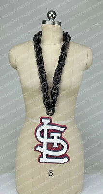 New MLB ST LOUIS CARDINALS BLACK Jumbo Big Fan Chain Necklace Foam MI USA - Image 1 of 3