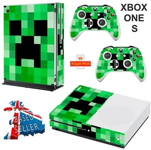 GREEN PIXELS XBOX ONE S (SLIM) PROTECTIVE SKIN DECAL VINYL STICKER WRAP - Picture 1 of 8