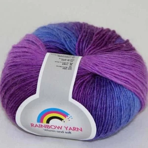 Hot 1Ball*50g Soft Cashmere Wool Rainbow Wrap Shawl DIY Hand Knitwear Yarn 13 - Picture 1 of 24