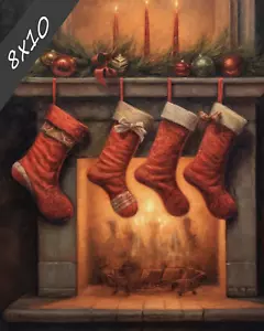 Vintage Style Christmas Art Print #7 8x10" Wall Decor Santa Claus Cozy Christmas - Picture 1 of 1