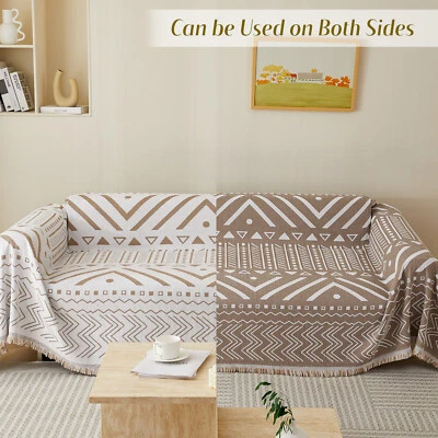 Funda de sofá bohemia de chenilla reversible para sofá manta toalla Foto 1 de 4