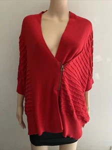 TS taking shape plus size s red short sleeve zip front knit ponco shrug cardigan - Picture 1 of 5