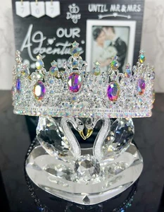 Unisex Silver Round Crown, Royal Crystal Crown, Prom, Party, Hair Acessory Gift - Picture 1 of 4