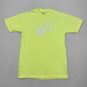 Vintage Yert Shirt One Size Neon Yellow Short Sleeve Crewneck Anvil USA 90s - Picture 1 of 9