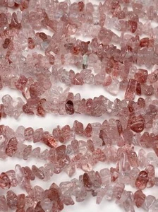 3-8mm Red Pink Strawberry Quartz Nugget 32"  Strand Jewelry Gemstone Crystal - Picture 1 of 10