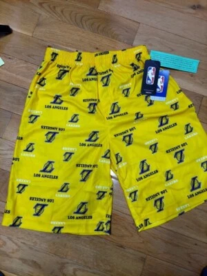 NBA Los Angeles Lakers Youth L 14/16 Gold All Over Print Pajama Short New — 第 1/4 张图片