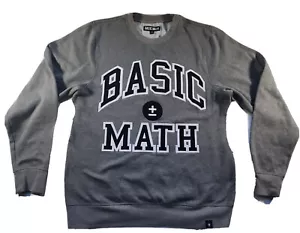 BASIC MATH Embroidered Varsity SWEATSHIRT Gray Long Sleeve Shirt MENS LARGE - Picture 1 of 10