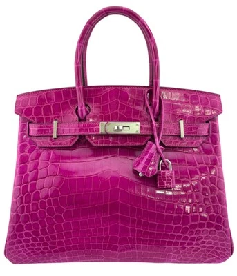 Hermes Birkin 30 Rosa Scheherazade Rosa Niloticus Cuero de Cocodrilo Paladio Foto 1 de 4